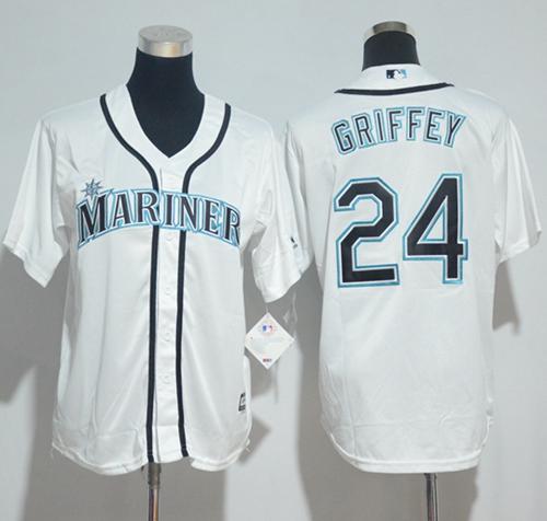 Mariners #24 Ken Griffey White Cool Base Stitched Youth MLB Jersey